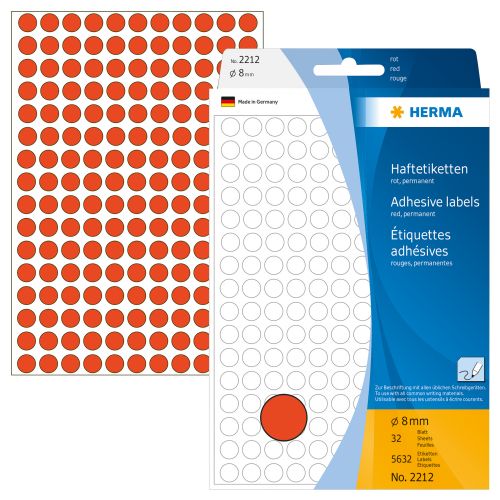 ETIQUETA HERMA REFERENCIA 2212 - 8MM VERMELHO , HERMA , ETIQCARHER001 , 4008705022125